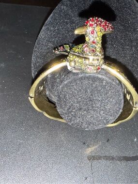 Heidi Daus Gold-Tone Parrot Bangle with Red and Green Crystals